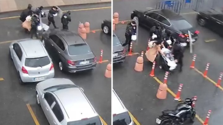 Polis Fırtına Zamanı Ana Və Körpəsini Qalxanla Qorudu - VİDEO