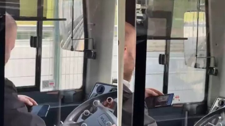 İstanbulda Sürücü Telefonla Oynayaraq Sərnişinləri Təhlükəyə Atdı!