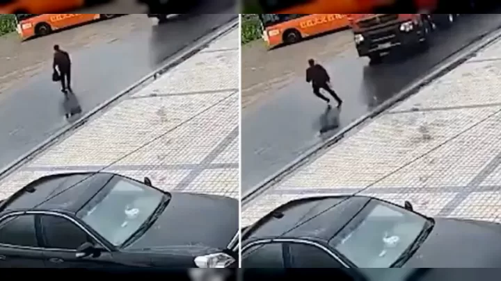 çində Dəhşətli An: Piyadanın Ehtiyatsızlığı Faciə Ilə Nəticələnə Bilərdi –